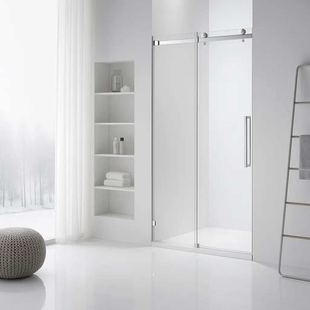 Item: Frameless sliding shower enclosure